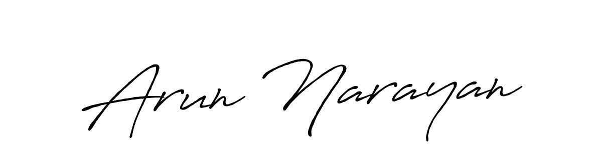 Use a signature maker to create a handwritten signature online. With this signature software, you can design (Antro_Vectra_Bolder) your own signature for name Arun Narayan. Arun Narayan signature style 7 images and pictures png