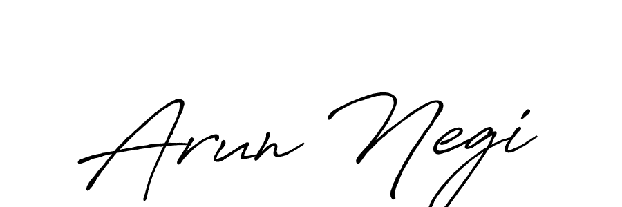 Use a signature maker to create a handwritten signature online. With this signature software, you can design (Antro_Vectra_Bolder) your own signature for name Arun Negi. Arun Negi signature style 7 images and pictures png