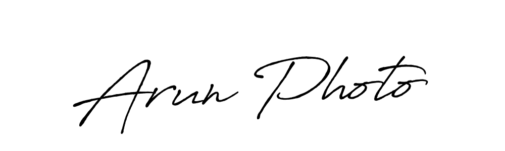 Use a signature maker to create a handwritten signature online. With this signature software, you can design (Antro_Vectra_Bolder) your own signature for name Arun Photo. Arun Photo signature style 7 images and pictures png