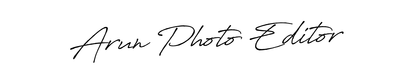 How to make Arun Photo Editor name signature. Use Antro_Vectra_Bolder style for creating short signs online. This is the latest handwritten sign. Arun Photo Editor signature style 7 images and pictures png