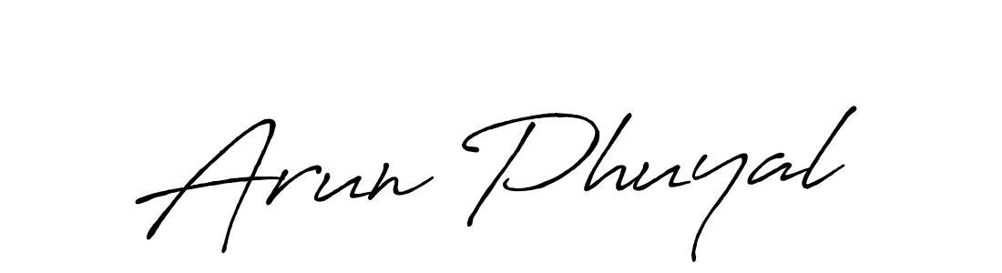 Make a beautiful signature design for name Arun Phuyal. With this signature (Antro_Vectra_Bolder) style, you can create a handwritten signature for free. Arun Phuyal signature style 7 images and pictures png