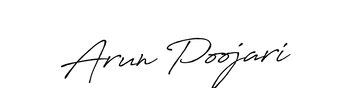 You should practise on your own different ways (Antro_Vectra_Bolder) to write your name (Arun Poojari) in signature. don't let someone else do it for you. Arun Poojari signature style 7 images and pictures png