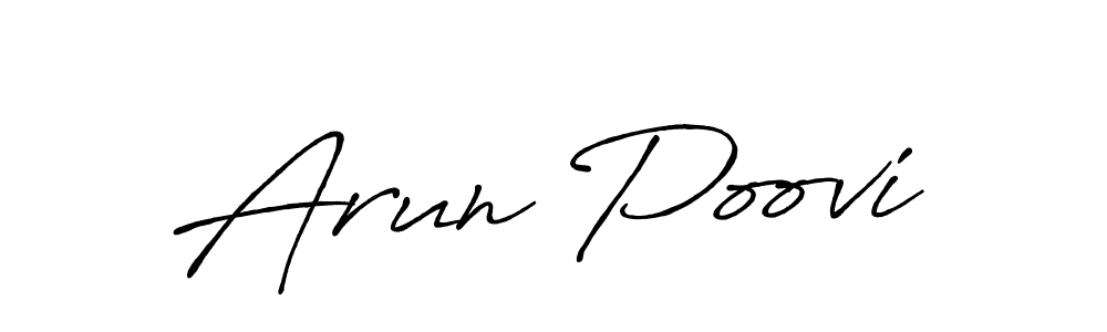 The best way (Antro_Vectra_Bolder) to make a short signature is to pick only two or three words in your name. The name Arun Poovi include a total of six letters. For converting this name. Arun Poovi signature style 7 images and pictures png