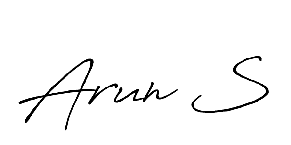 Make a beautiful signature design for name Arun S. With this signature (Antro_Vectra_Bolder) style, you can create a handwritten signature for free. Arun S signature style 7 images and pictures png