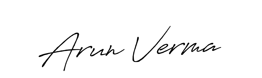 Use a signature maker to create a handwritten signature online. With this signature software, you can design (Antro_Vectra_Bolder) your own signature for name Arun Verma. Arun Verma signature style 7 images and pictures png