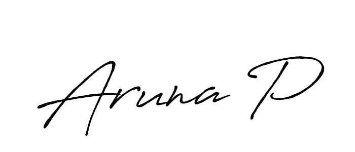 Use a signature maker to create a handwritten signature online. With this signature software, you can design (Antro_Vectra_Bolder) your own signature for name Aruna P. Aruna P signature style 7 images and pictures png