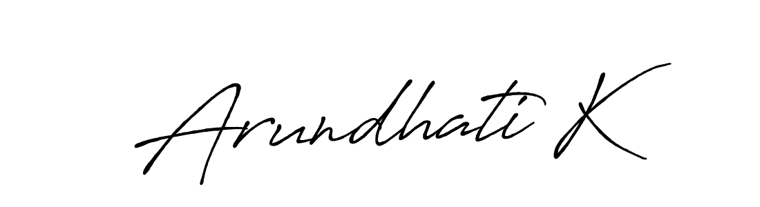 Make a beautiful signature design for name Arundhati K. With this signature (Antro_Vectra_Bolder) style, you can create a handwritten signature for free. Arundhati K signature style 7 images and pictures png