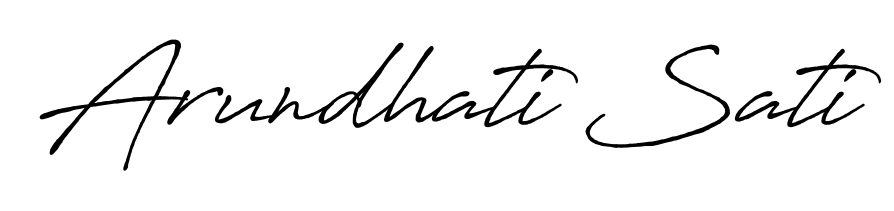 Get an exclusive digital autograph for Arundhati Sati. The Antro_Vectra_Bolder typeface captures the charm of real penmanship on paper. Arundhati Sati signature style 7 images and pictures png