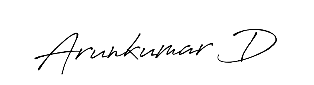 The best way (Antro_Vectra_Bolder) to make a short signature is to pick only two or three words in your name. The name Arunkumar D include a total of six letters. For converting this name. Arunkumar D signature style 7 images and pictures png