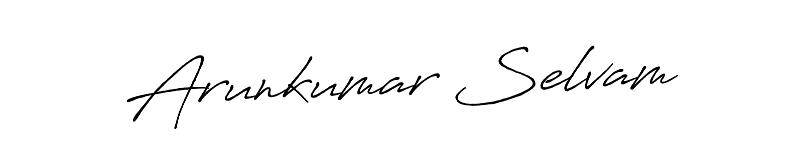 How to make Arunkumar Selvam name signature. Use Antro_Vectra_Bolder style for creating short signs online. This is the latest handwritten sign. Arunkumar Selvam signature style 7 images and pictures png