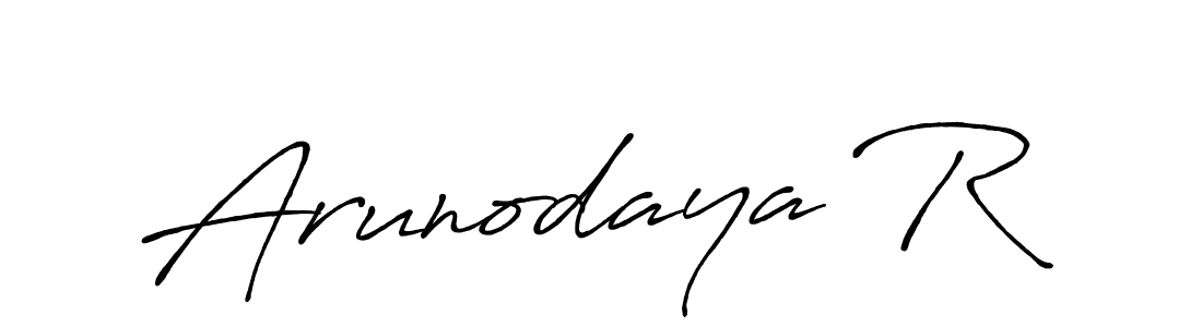 Make a beautiful signature design for name Arunodaya R. With this signature (Antro_Vectra_Bolder) style, you can create a handwritten signature for free. Arunodaya R signature style 7 images and pictures png