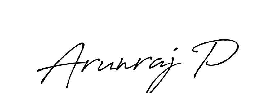 Create a beautiful signature design for name Arunraj P. With this signature (Antro_Vectra_Bolder) fonts, you can make a handwritten signature for free. Arunraj P signature style 7 images and pictures png