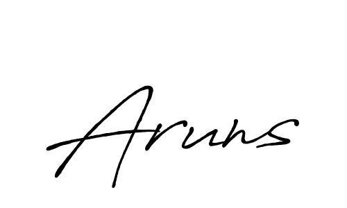 Use a signature maker to create a handwritten signature online. With this signature software, you can design (Antro_Vectra_Bolder) your own signature for name Aruns. Aruns signature style 7 images and pictures png
