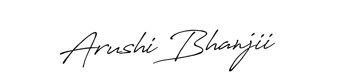 Make a beautiful signature design for name Arushi Bhanjii. With this signature (Antro_Vectra_Bolder) style, you can create a handwritten signature for free. Arushi Bhanjii signature style 7 images and pictures png