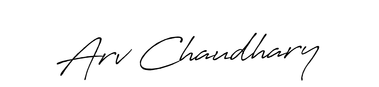 Make a beautiful signature design for name Arv Chaudhary. With this signature (Antro_Vectra_Bolder) style, you can create a handwritten signature for free. Arv Chaudhary signature style 7 images and pictures png