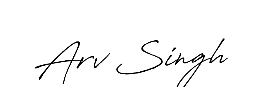 Make a beautiful signature design for name Arv Singh. With this signature (Antro_Vectra_Bolder) style, you can create a handwritten signature for free. Arv Singh signature style 7 images and pictures png
