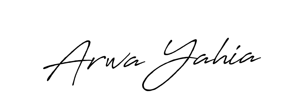 How to make Arwa Yahia name signature. Use Antro_Vectra_Bolder style for creating short signs online. This is the latest handwritten sign. Arwa Yahia signature style 7 images and pictures png