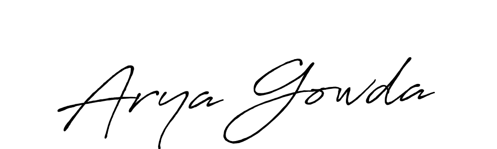 Use a signature maker to create a handwritten signature online. With this signature software, you can design (Antro_Vectra_Bolder) your own signature for name Arya Gowda. Arya Gowda signature style 7 images and pictures png