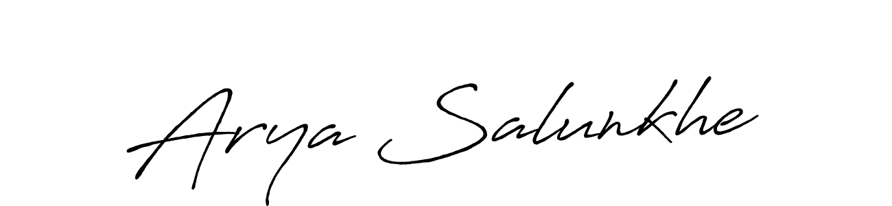 How to make Arya Salunkhe name signature. Use Antro_Vectra_Bolder style for creating short signs online. This is the latest handwritten sign. Arya Salunkhe signature style 7 images and pictures png