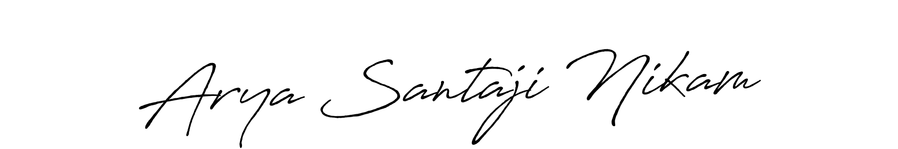 This is the best signature style for the Arya Santaji Nikam name. Also you like these signature font (Antro_Vectra_Bolder). Mix name signature. Arya Santaji Nikam signature style 7 images and pictures png