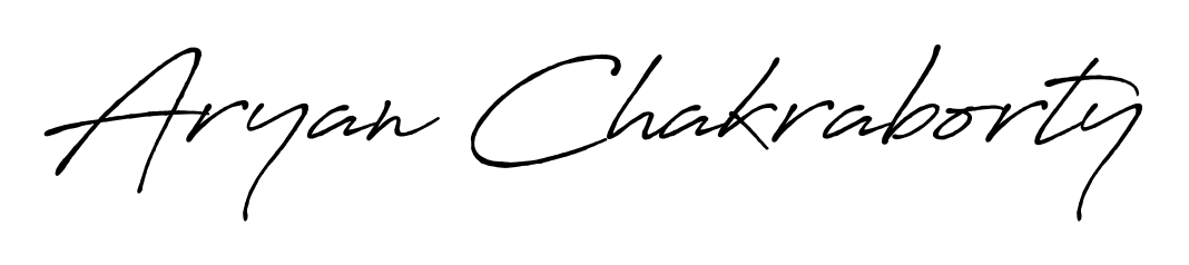 Discover how Aryan Chakraborty looks in an executive cursive font (Antro_Vectra_Bolder). Perfect for legal documents, invoices, and certificates. Aryan Chakraborty signature style 7 images and pictures png