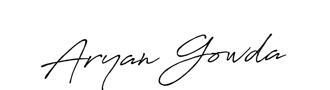 How to make Aryan Gowda name signature. Use Antro_Vectra_Bolder style for creating short signs online. This is the latest handwritten sign. Aryan Gowda signature style 7 images and pictures png