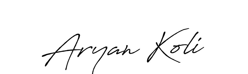 Use a signature maker to create a handwritten signature online. With this signature software, you can design (Antro_Vectra_Bolder) your own signature for name Aryan Koli. Aryan Koli signature style 7 images and pictures png