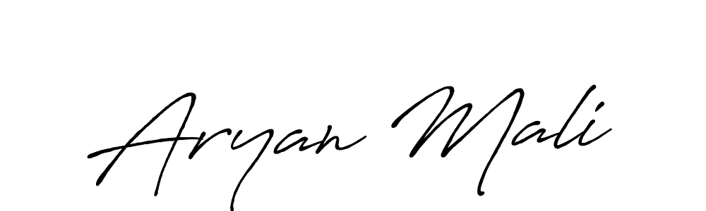 Aryan Mali stylish signature style. Best Handwritten Sign (Antro_Vectra_Bolder) for my name. Handwritten Signature Collection Ideas for my name Aryan Mali. Aryan Mali signature style 7 images and pictures png