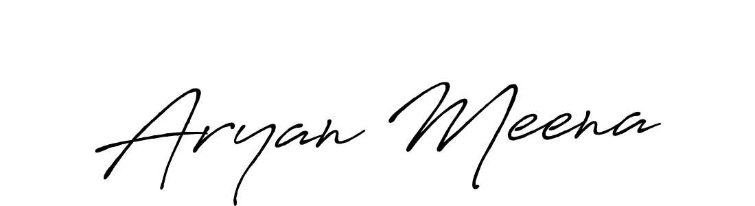 How to make Aryan Meena name signature. Use Antro_Vectra_Bolder style for creating short signs online. This is the latest handwritten sign. Aryan Meena signature style 7 images and pictures png