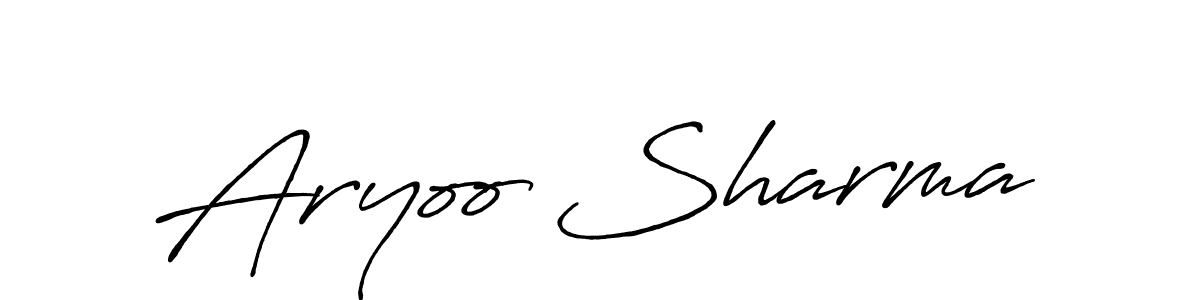 Use a signature maker to create a handwritten signature online. With this signature software, you can design (Antro_Vectra_Bolder) your own signature for name Aryoo Sharma. Aryoo Sharma signature style 7 images and pictures png