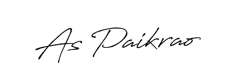 Use a signature maker to create a handwritten signature online. With this signature software, you can design (Antro_Vectra_Bolder) your own signature for name As Paikrao. As Paikrao signature style 7 images and pictures png