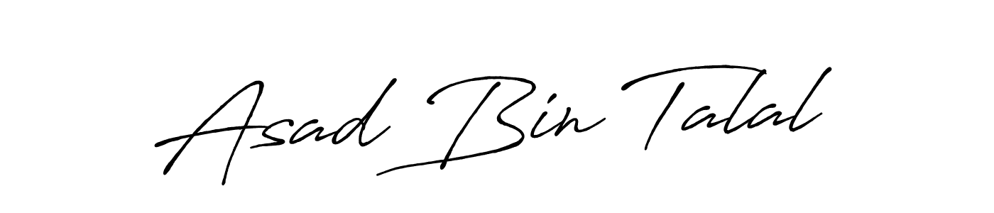 How to make Asad Bin Talal name signature. Use Antro_Vectra_Bolder style for creating short signs online. This is the latest handwritten sign. Asad Bin Talal signature style 7 images and pictures png