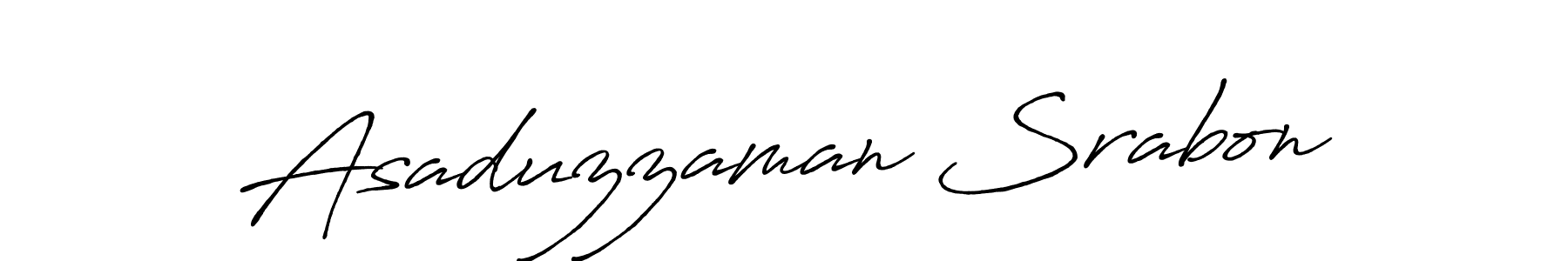 Create a beautiful signature design for name Asaduzzaman Srabon. With this signature (Antro_Vectra_Bolder) fonts, you can make a handwritten signature for free. Asaduzzaman Srabon signature style 7 images and pictures png