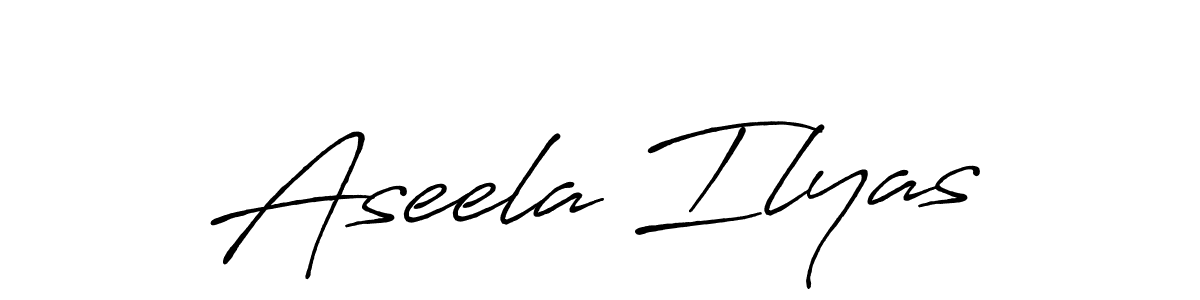 The best way (Antro_Vectra_Bolder) to make a short signature is to pick only two or three words in your name. The name Aseela Ilyas include a total of six letters. For converting this name. Aseela Ilyas signature style 7 images and pictures png