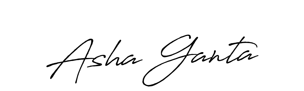 How to make Asha Ganta name signature. Use Antro_Vectra_Bolder style for creating short signs online. This is the latest handwritten sign. Asha Ganta signature style 7 images and pictures png