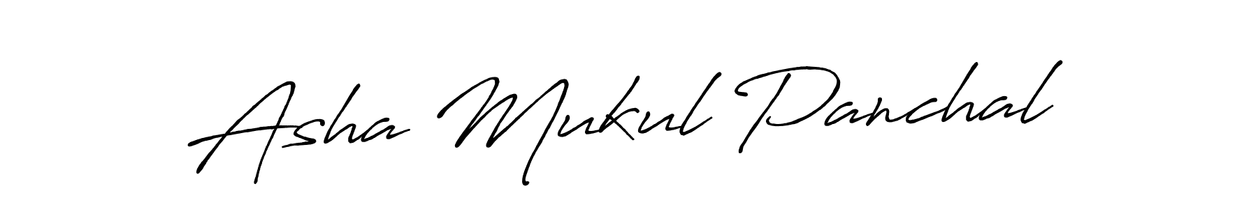 How to make Asha Mukul Panchal name signature. Use Antro_Vectra_Bolder style for creating short signs online. This is the latest handwritten sign. Asha Mukul Panchal signature style 7 images and pictures png