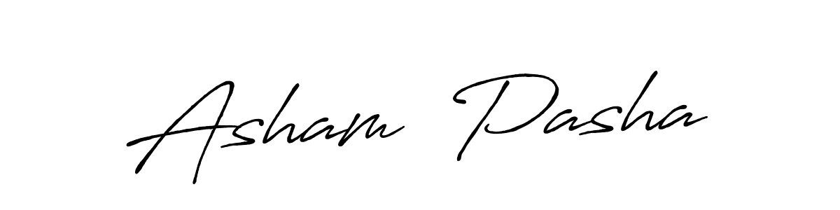 The best way (Antro_Vectra_Bolder) to make a short signature is to pick only two or three words in your name. The name Asham  Pasha include a total of six letters. For converting this name. Asham  Pasha signature style 7 images and pictures png