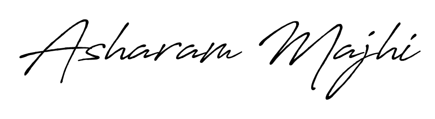 A stylish, flowing autograph style designed for name Asharam Majhi using Antro_Vectra_Bolder typography. Perfect for digital creative projects. Asharam Majhi signature style 7 images and pictures png