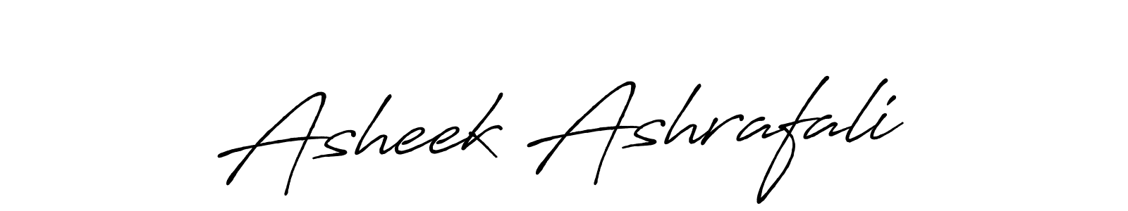 How to make Asheek Ashrafali name signature. Use Antro_Vectra_Bolder style for creating short signs online. This is the latest handwritten sign. Asheek Ashrafali signature style 7 images and pictures png