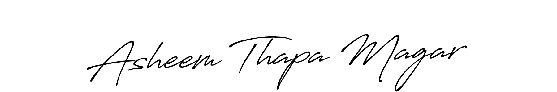 How to make Asheem Thapa Magar name signature. Use Antro_Vectra_Bolder style for creating short signs online. This is the latest handwritten sign. Asheem Thapa Magar signature style 7 images and pictures png