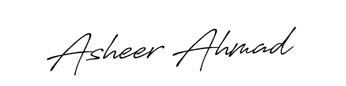 How to make Asheer Ahmad name signature. Use Antro_Vectra_Bolder style for creating short signs online. This is the latest handwritten sign. Asheer Ahmad signature style 7 images and pictures png
