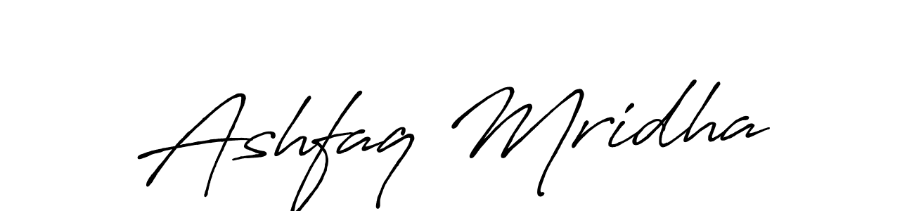 Make a beautiful signature design for name Ashfaq Mridha. With this signature (Antro_Vectra_Bolder) style, you can create a handwritten signature for free. Ashfaq Mridha signature style 7 images and pictures png