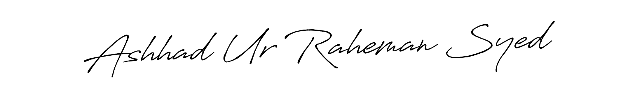 The best way (Antro_Vectra_Bolder) to make a short signature is to pick only two or three words in your name. The name Ashhad Ur Raheman Syed include a total of six letters. For converting this name. Ashhad Ur Raheman Syed signature style 7 images and pictures png