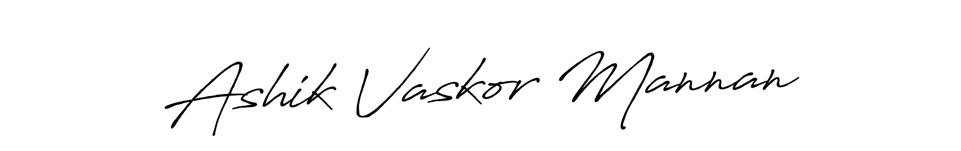 Make a beautiful signature design for name Ashik Vaskor Mannan. With this signature (Antro_Vectra_Bolder) style, you can create a handwritten signature for free. Ashik Vaskor Mannan signature style 7 images and pictures png