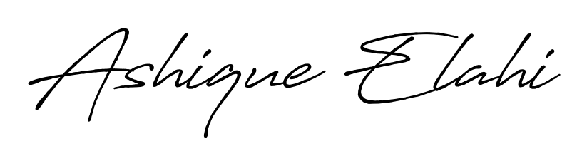 Transform the name Ashique Elahi into a signature masterpiece using Antro_Vectra_Bolder font. Ideal for photographers, artists, and creators looking for watermarks. Ashique Elahi signature style 7 images and pictures png