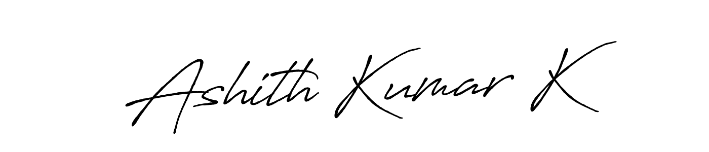 Create a beautiful signature design for name Ashith Kumar K. With this signature (Antro_Vectra_Bolder) fonts, you can make a handwritten signature for free. Ashith Kumar K signature style 7 images and pictures png