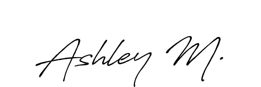 How to make Ashley M. name signature. Use Antro_Vectra_Bolder style for creating short signs online. This is the latest handwritten sign. Ashley M. signature style 7 images and pictures png