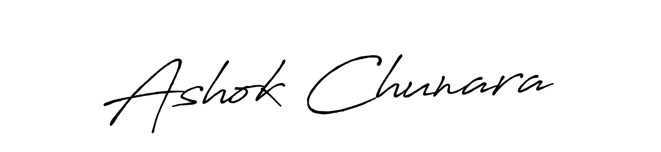 How to make Ashok Chunara name signature. Use Antro_Vectra_Bolder style for creating short signs online. This is the latest handwritten sign. Ashok Chunara signature style 7 images and pictures png