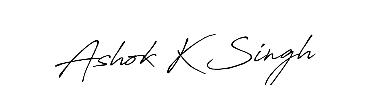 Create a beautiful signature design for name Ashok K Singh. With this signature (Antro_Vectra_Bolder) fonts, you can make a handwritten signature for free. Ashok K Singh signature style 7 images and pictures png
