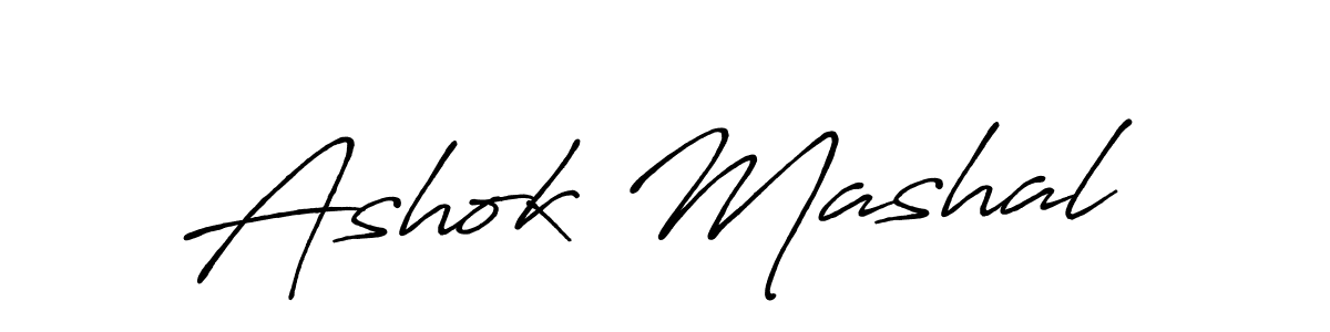 How to make Ashok Mashal name signature. Use Antro_Vectra_Bolder style for creating short signs online. This is the latest handwritten sign. Ashok Mashal signature style 7 images and pictures png